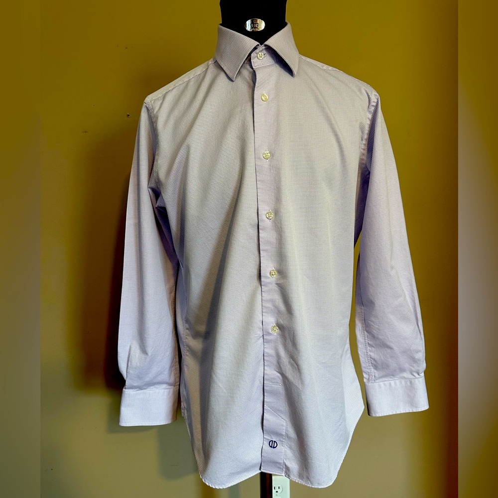 David Donahue Purple/White Dress Shirt Classic Formal Style. Size 16. Good Cond.